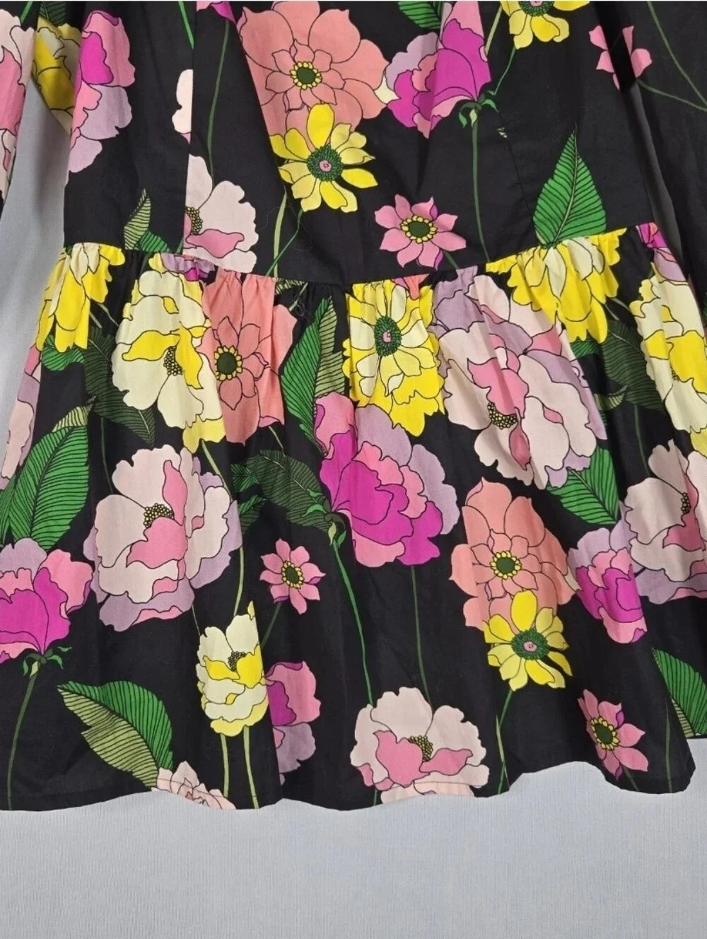 Johnny Was Jade Top Puff Sleeve Colorful Floral Peplum Smocked Size Small